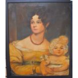 In the manner of Sir Thomas Lawrence Portrait of Mother and Child, half length oil on canvas,