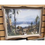 John S Loxton, oil on board, sylvan lake, early 1970, 40 x 50 cms approx, framed in glass