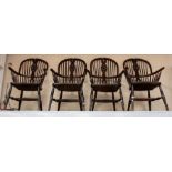 A set of four Early 20th Century oak Windsor chairs