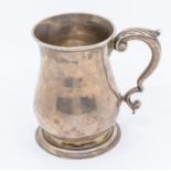 A George II silver baluster mug, S scroll handle with acanthus thumbpiece, engraved with Victorian