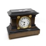 French mantle clock single train, 10cms dial, contained in veneered walnut case