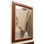 Large Chinese style wall mirror, along with wooden wall mirror with bevelled glass