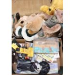 A collection of Harrods teddy bears from the 1940's, a doll (AF), boxed Airfix and Tonka toy