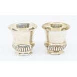 A pair of early 20th Century silver campana shaped goblets, London, circa 1910, marks rubbed,