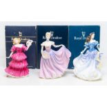 Three boxed Royal Doulton lady figures including Rebecca, Rachel and Jennifer, with certificates