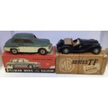 Victory Industries battery operated 1:18 scale Hillman Minx saloon and MG TF , both in fair