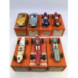 VIP Raceways: A collection of seven boxed VIP Raceways vehicles to comprise: Healey, R65S, yellow