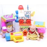 Toys: A collection of assorted toys to include: boxed Electronic Furby, BND London doll, two