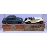 Victory Industries 1:18 scale battery operated Vauxhall Velox and MG TF. Both cars with damage and