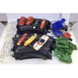 Scalextric: unboxed track, cars, controllers to include Lotus, Mini, Alpine Renault etc. Along