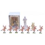 Britains: A collection of seven unboxed Scottish Highlanders in Khaki Britains figures; together