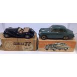 Victory Industries 1:18 scale battery operated MG TF and Vauxhall Velox. Both cars in need of