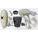 Star Wars: A collection of assorted loose, playworn Star Wars vehicle parts and others including: