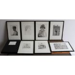 A set of  framed Edgar Holloway 1914-2008  Etchings , Merivale Editions signed in margins includes