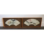 Two Chinese framed fans with calligraphy