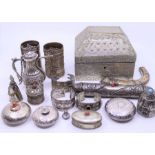 A colection of Islamic interest silver and white metalware