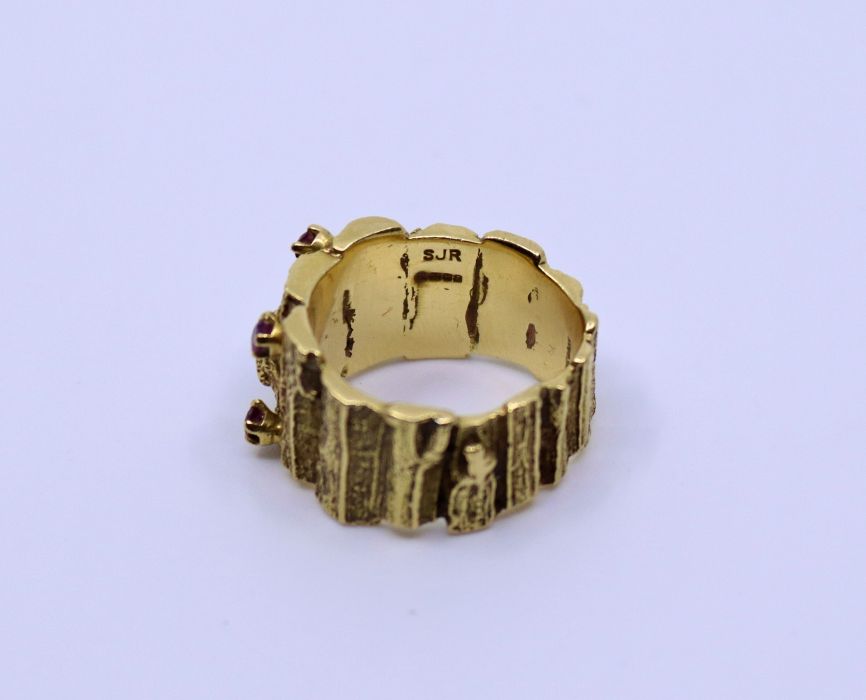 A 1970s heavy textured ring mounted with Ruby - Image 3 of 3