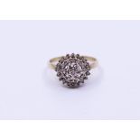 A 9ct gold diamond cluster ring