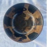 A 19th cent Chinese high fired tortoishell  glaze yixing conical bowl