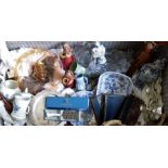 A collection of miscellaneous items to include silver plate items, pottery glass and similar