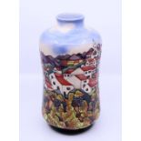 A Moorcroft vase," town scene", boxed, H: 27cm Condition: Good