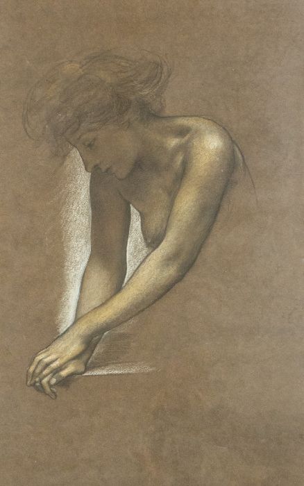 Evelyn de Morgan (British, 1855-1919), half-length study of a female nude, pastel, approx 46cm x