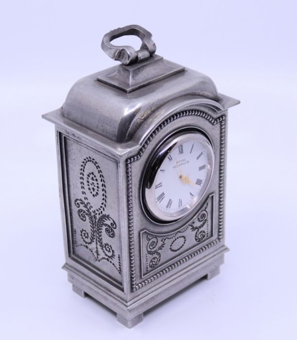 A pewter mantle clock, inscribed To Betty Boothroyd from NOAB 1999 Property of Baroness Boothroyd - Image 2 of 3