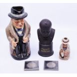 An unusual Black basalt Wedgwood but of Churchill, A Toby jug and similar