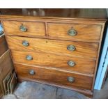 A 19th cent mahogany Chest of drawers comprising two short over three larger drawers