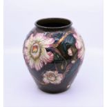 A Moorcroft brown, white and pink flower vase, c98, H:22cm Condition: Good