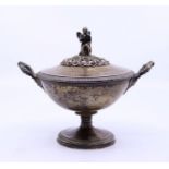 An Austrian silver twin handled bowl with winged Angel  finial, total 620g gross