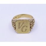 A large 14ct gold signet ring