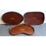 Three Edwardian wooden trays