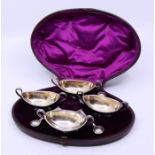 A cased 19th cent silver salt set