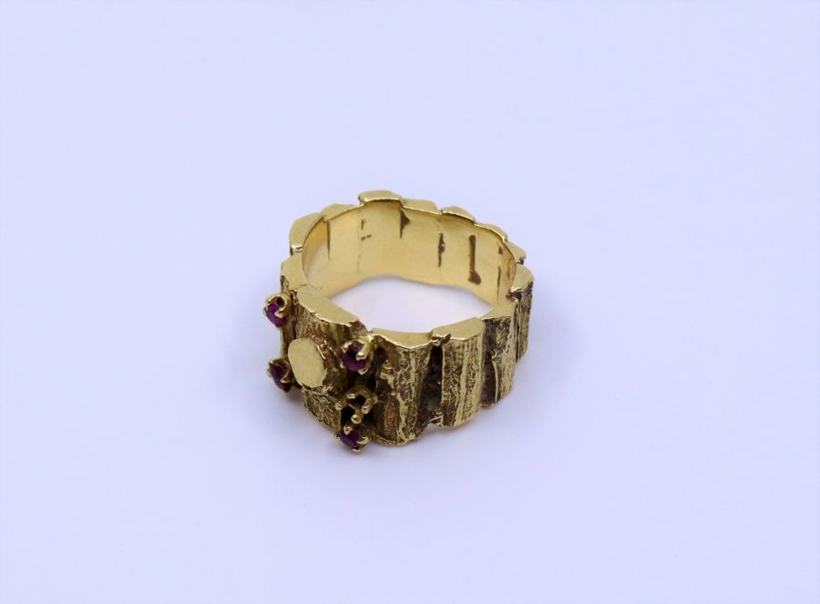 A 1970s heavy textured ring mounted with Ruby - Image 2 of 3