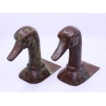 A pair of bronzed duck bookends