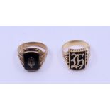 Two American 14ct gold signet rings