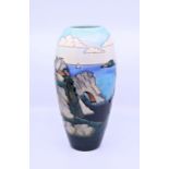 A large Moorcroft vase, landscape, 35/50, c98, H: 37cm Condition: Good