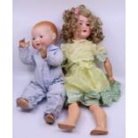 Two bisque dolls, Armand Marseille and similar German bisque doll