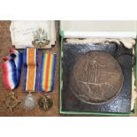 WW1 British medal group of 1914-15 Star, 1914-1918 War Medal, Victory Medal & death plaque to 3562