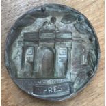 1920s YPRES Menin Gate WW1 memorial dish made from metal from the battle field. 11cm.