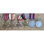 WW2 British Medal Group of Burma Star, Africa Star, Italy Star, 1939-1945 star, 1939-45 medal  and