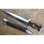 German NSKK dagger 1933 model, member number 22992 etched into scabbard and hilt of blade, makers