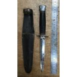 WW2 William Rodgers, Sheffield Stiletto knife  & sheath. (Rust spots to blade)