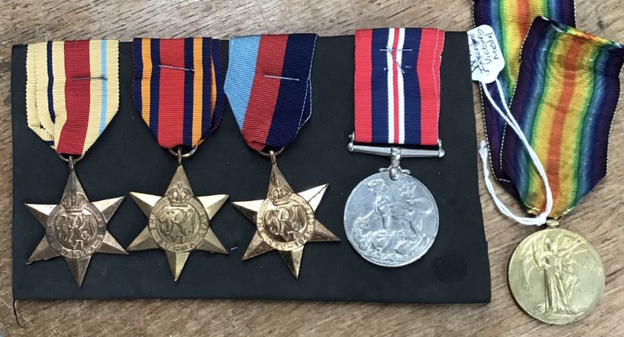 WW1 and WW2 British Medals, WW1 Victory Medal to 493934 Pte H. Field of the 13 Lond R. WW2 group