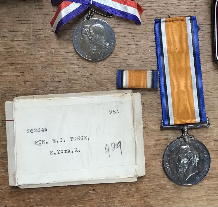 WW1 British War Medal to 202649 Pet E.T. Tonge of the E York R, with his 1916 Relegated  to - Image 2 of 5