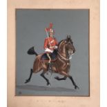 English School, Portrait of an Officer of 1st Dragoon Guards watercolour on card, 25 x 21.5cm signed