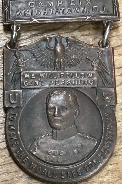 Rare American WW1 1917 General Pershing  Army Camp DIX Wrightstown bronze medal. By I.M. Garfinkel. - Image 4 of 4