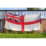 A Very large Royal Navy Ensign Flag from a Aircraft Carrier approx 24 foot x 12 foot.