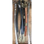 Large collection of reproduction swords, muskets, bayonets and pistols. 7 x Swords, 4 x pistols, 6 x